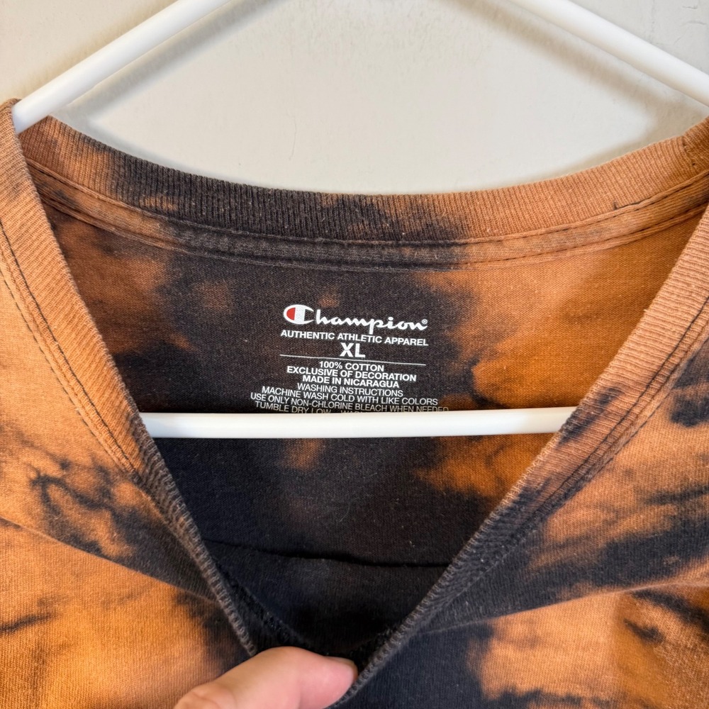 Champion UCLA Bruins Bleach Tie Dye T-Shirt Mens XL‎ Black Orange Graphic Tee - Picture 2 of 5